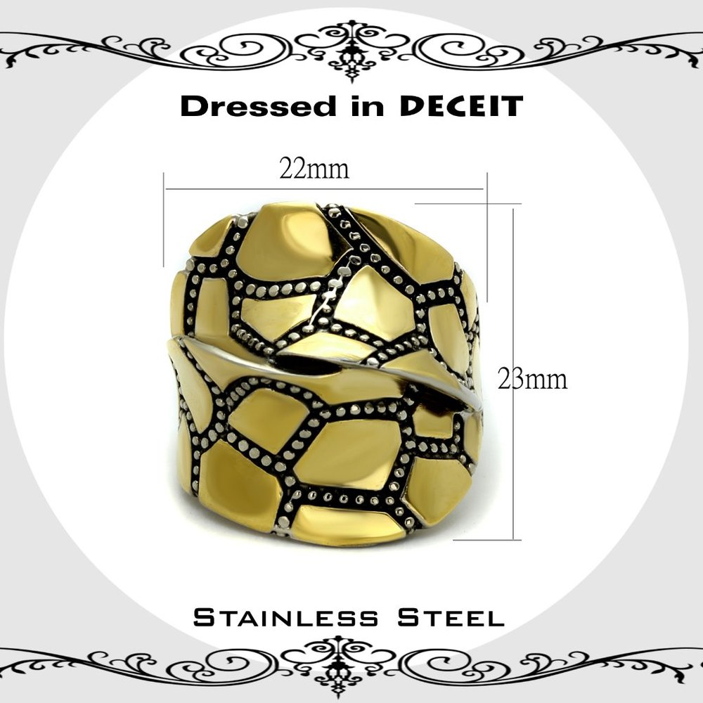 Bold-Statement 2-Tone High Polished Antiqued Stai… - image 3